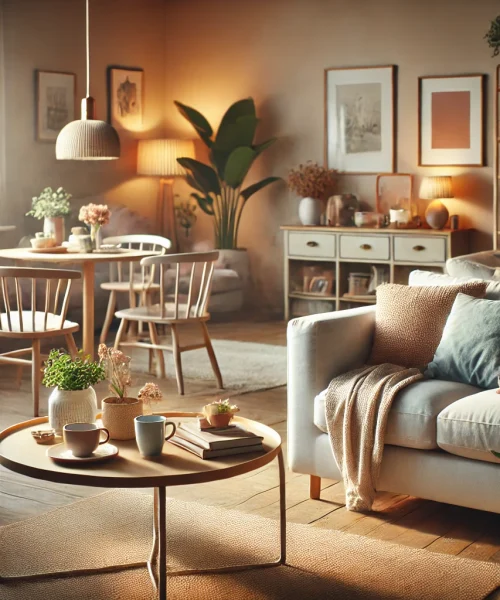 DALL·E 2024-12-24 23.55.21 - A cozy and inviting living room with soft lighting, comfortable furniture, and home decor that conveys warmth and comfort. The scene should have a wel